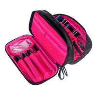 Custom Pink Makeup Brush Organizer Bag Double Layer Mini Mesh Cosmetic Bag Print Pvc Makeup Brush Storage Bag